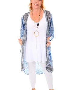 Solitaire Ocean Tiles Kimono Cape | SO3 Resort Wear