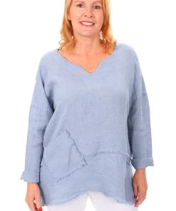 Cest Parfait Clothing Lazy Days Linen Top - Blue - CP6