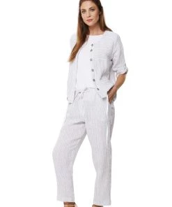 Philosophy Bollie Roll Up Linen Pants | Silver