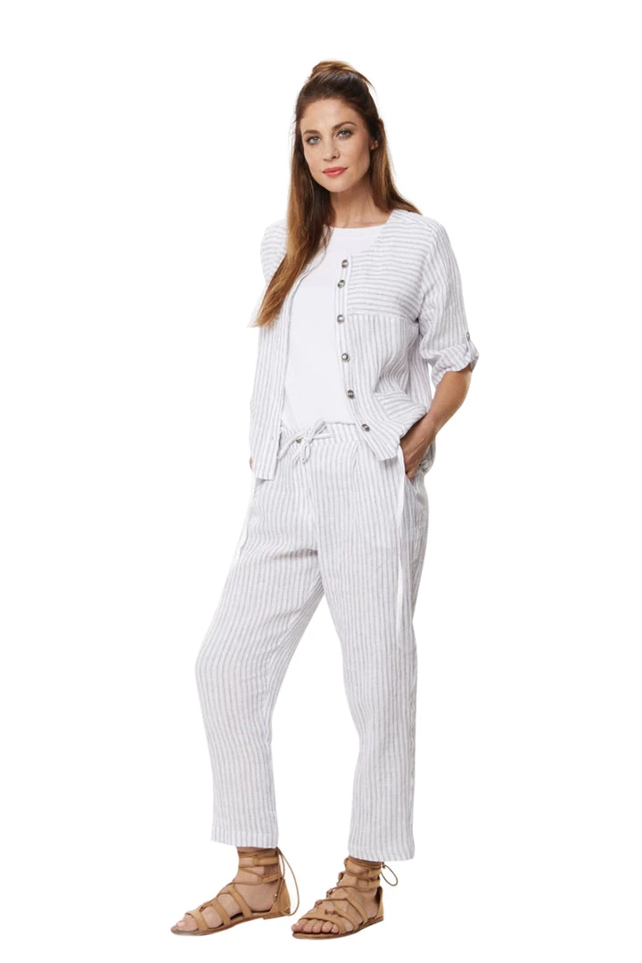 Philosophy Bollie Roll Up Linen Pants | Silver 1 Philosophy Bollie Roll Up Linen Pants | Silver