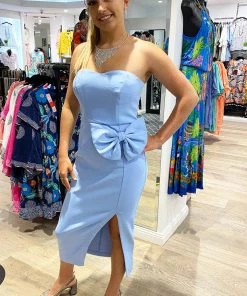 Romance Side Bow Dress | Powder | ROM9