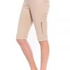 Cafe Latte Zip Detail Shorts | Beige | CL9 Clothing