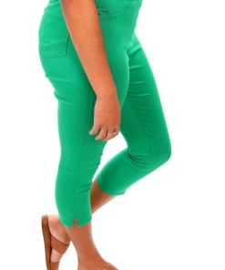 Cafe Latte Pants Stretch Capri Jeggings | Green | CL2