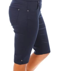 Cafe Latte Stretch Pull On Jean Short | Navy | CL4 Shorts