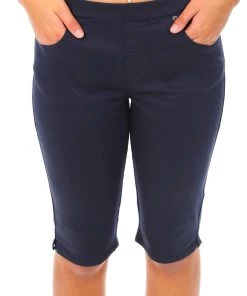 Cafe Latte Stretch Pull On Jean Short | Navy | CL4 Shorts