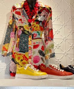 Cafe Latte Print Gette Collar Shirt | CL6 Tops