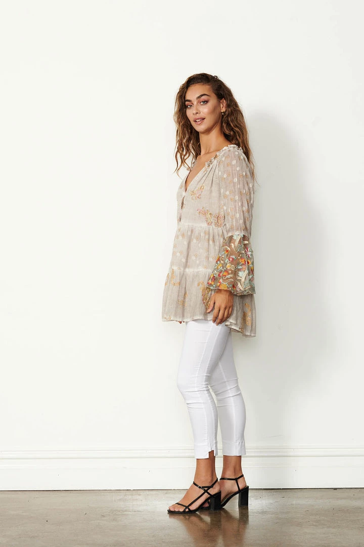 Caju Clothing Gyspy Luxe Tunic-Sand-CAJ6 2 Caju Clothing Gyspy Luxe Tunic-Sand-CAJ6