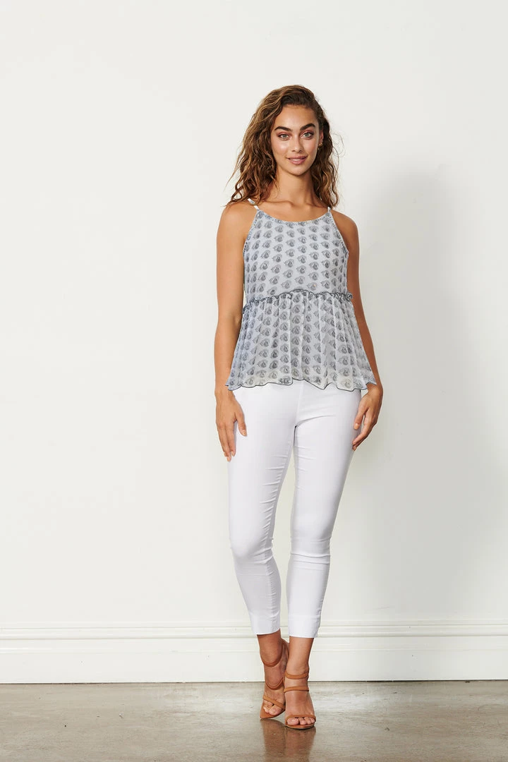 Caju Cami Peplum With Sequins | Silver | CAJ10 1 Caju Cami Peplum With Sequins | Silver | CAJ10