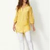 Caju Embroidered Shirt- Yellow-CAJ5