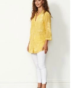 Caju Embroidered Shirt- Yellow-CAJ5