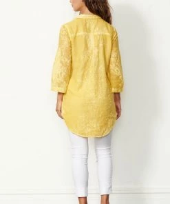 Caju Embroidered Shirt- Yellow-CAJ5