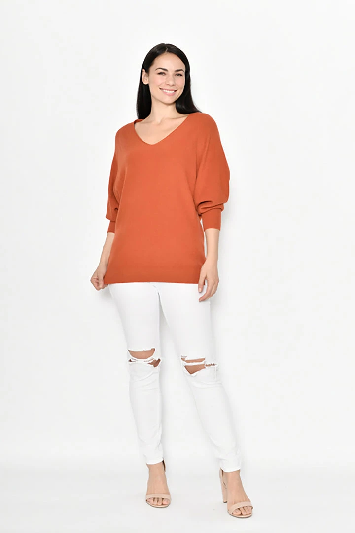 Cali & Co Clothing Wave Pattern Knit | Rust | CC15 1 Cali & Co Clothing Wave Pattern Knit | Rust | CC15