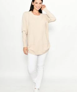 Cali & Co Pearl Pocket Knit Jumper | Beige | CC17