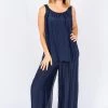 The Italian Closet Clothing Capriati Silk Pant | Navy | Tic4