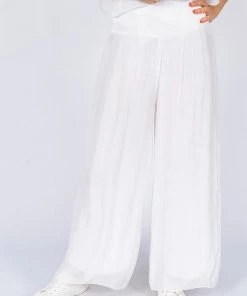 The Italian Closet Capriati Silk Pant | White | Tic4