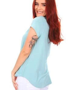 Tops Cap Sleeve Bamboo Tee | Moss