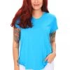 Cap Sleeve Bamboo Tee | Aqua Tops