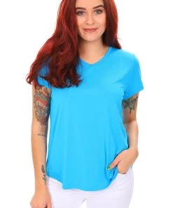 Cap Sleeve Bamboo Tee | Aqua Tops
