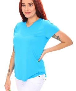 Cap Sleeve Bamboo Tee | Aqua Tops