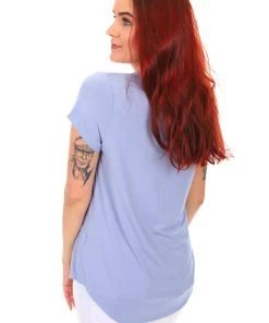 Tops Cap Sleeve Bamboo Tee | Blue