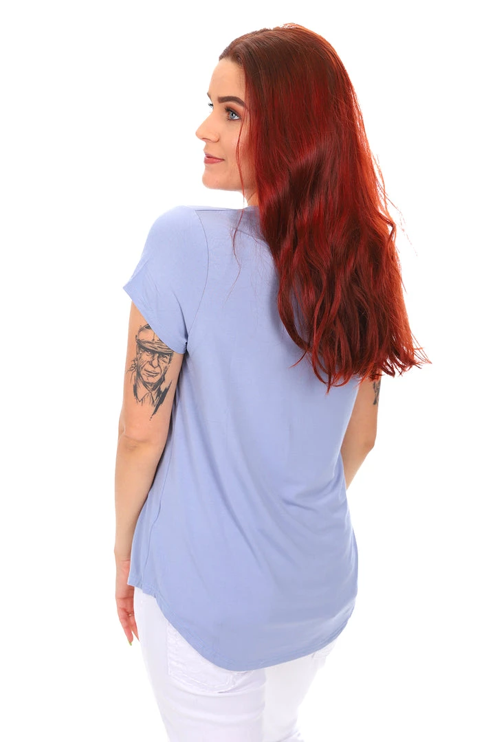 Tops Cap Sleeve Bamboo Tee | Blue 2 Tops Cap Sleeve Bamboo Tee | Blue