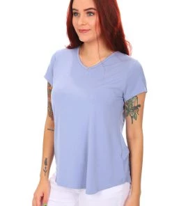 Tops Cap Sleeve Bamboo Tee | Blue 5 Tops Cap Sleeve Bamboo Tee | Blue