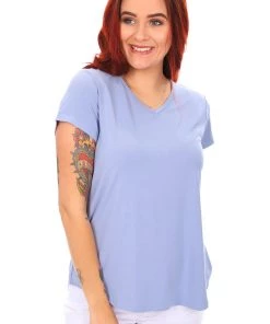 Tops Cap Sleeve Bamboo Tee | Blue