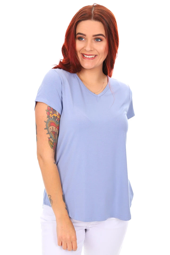 Tops Cap Sleeve Bamboo Tee | Blue 1 Tops Cap Sleeve Bamboo Tee | Blue