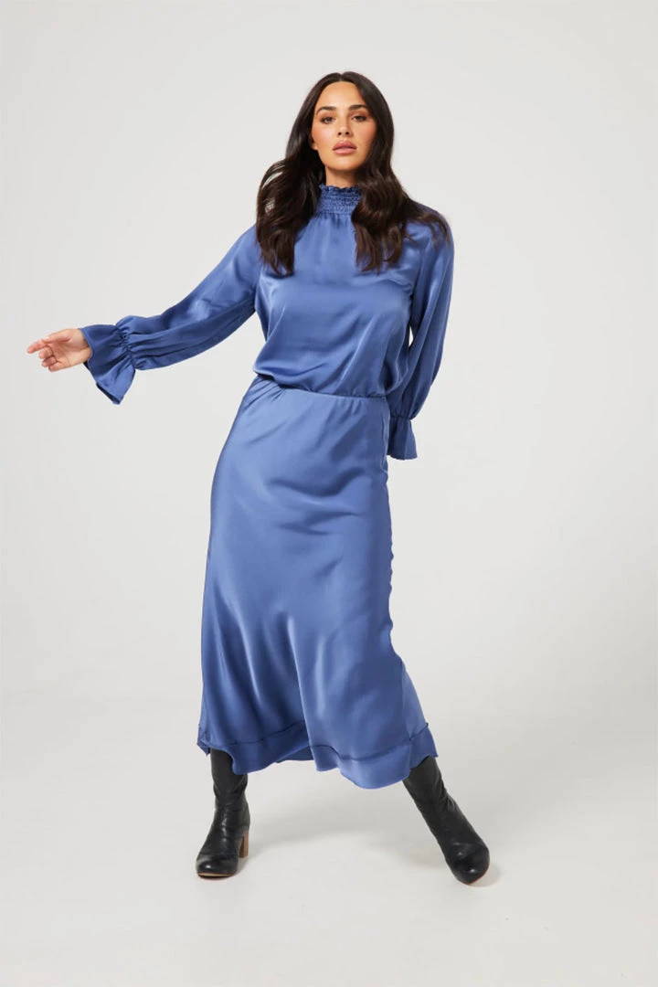 Brave & True Carrington Skirt | Petrol Blue Satin | BT34 1 Brave & True Carrington Skirt | Petrol Blue Satin | BT34