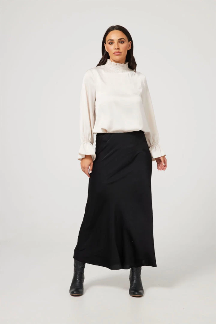 Brave & True Carrington Skirt | Black Satin | BT34 Clothing 1 Brave & True Carrington Skirt | Black Satin | BT34 Clothing