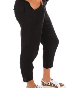 Wednesday Lulu Ellie Linen Pants | Black | CP14