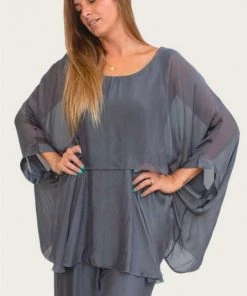Jenny Jazz Chantelle Top | Charcoal | JJ28 Clothing