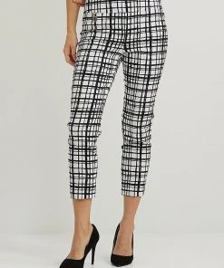 Joseph Ribkoff Clothing Checked Cropped Pants | Black & White | JR123