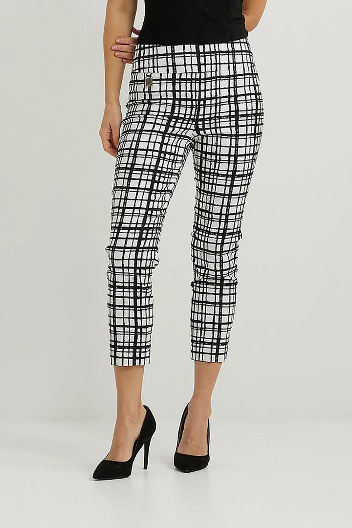 Joseph Ribkoff Clothing Checked Cropped Pants | Black & White | JR123 1 Joseph Ribkoff Clothing Checked Cropped Pants | Black & White | JR123