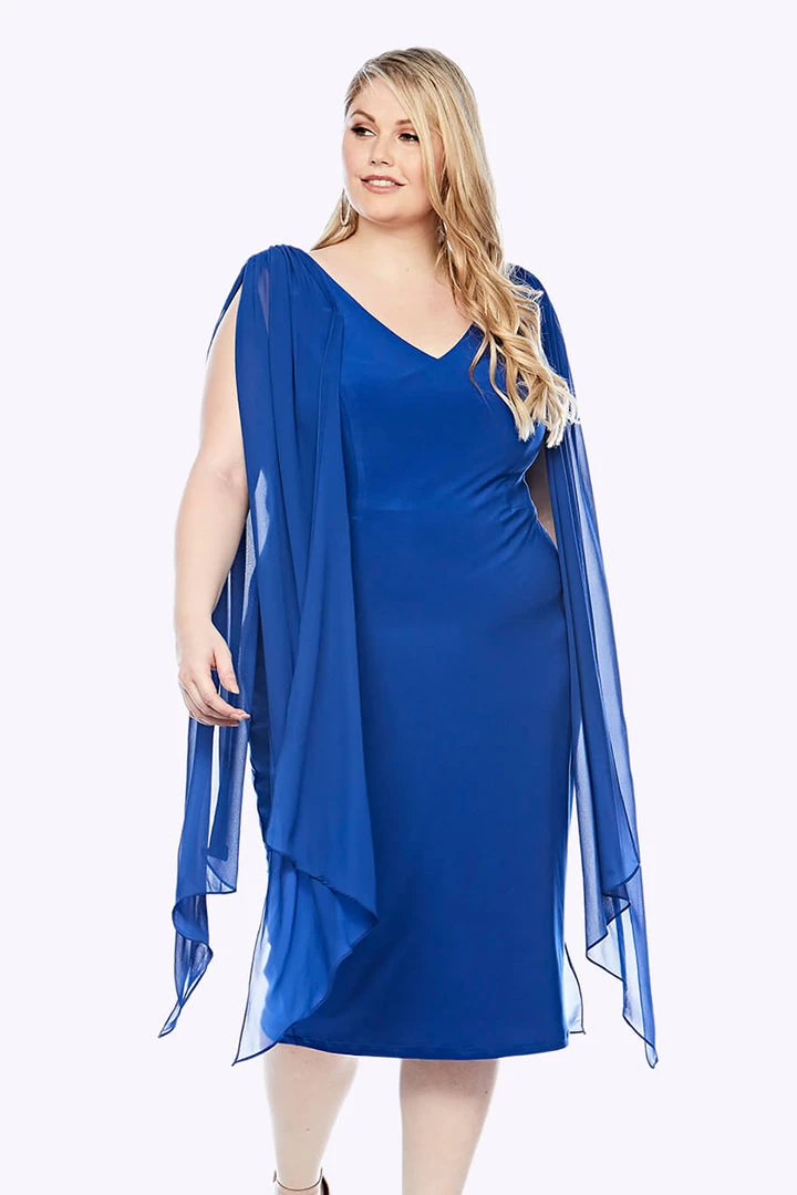Layla Jones Chiffon Overlay Shoulder Dress | Royal | LJ9 1 Layla Jones Chiffon Overlay Shoulder Dress | Royal | LJ9