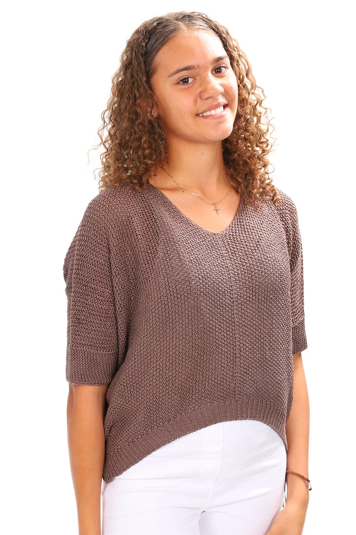 Cindy G Tops Knit Top | Chocolate | CG7 1 Cindy G Tops Knit Top | Chocolate | CG7