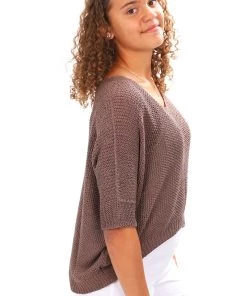 Cindy G Tops Knit Top | Chocolate | CG7