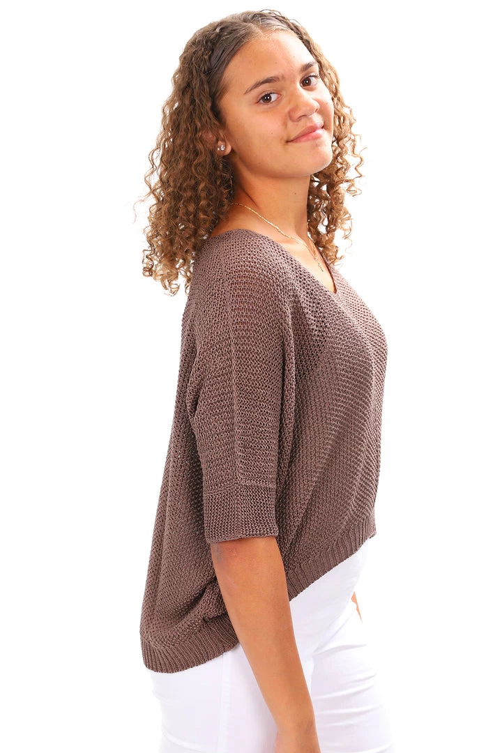 Cindy G Tops Knit Top | Chocolate | CG7 2 Cindy G Tops Knit Top | Chocolate | CG7