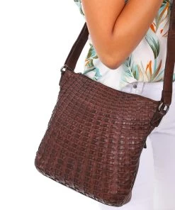 Modapelle Handbags Crossbody Woven Bag | Chocolate
