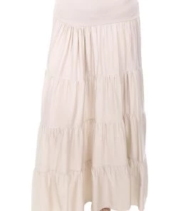 Cindy G Skirts Silk Tiered Skirt - Natural Beige - CG2