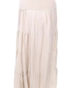 Cindy G Skirts Silk Tiered Skirt - Natural Beige - CG2