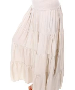 Cindy G Skirts Silk Tiered Skirt - Natural Beige - CG2