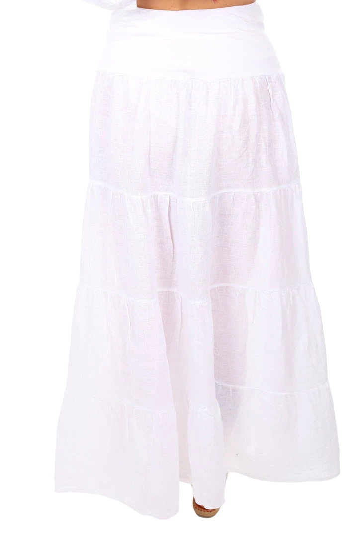 Cindy G Skirts Long Linen Skirt | White | CG3 3 Cindy G Skirts Long Linen Skirt | White | CG3