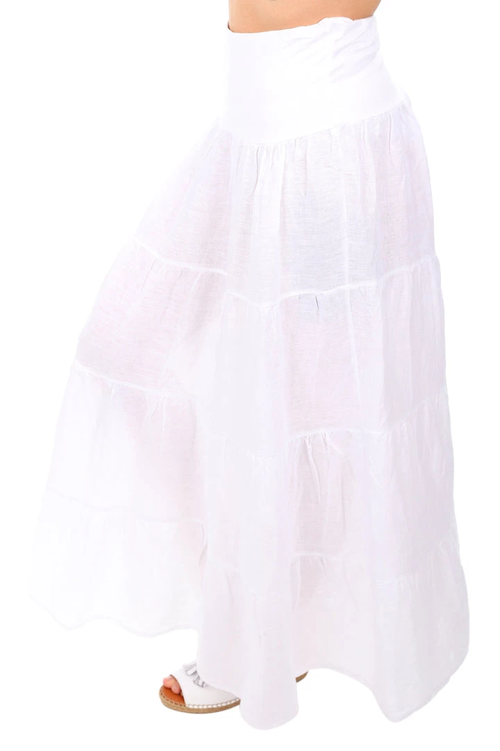 Cindy G Skirts Long Linen Skirt | White | CG3 2 Cindy G Skirts Long Linen Skirt | White | CG3