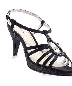 Clarice Heels Violet Satin Heel - Black