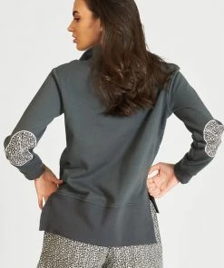 EST 1971 The Collar Sweatshirt | Coal/Leopard | EST9 Clothing