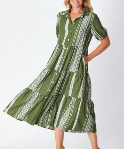 WD Designs Dresses Nina Collared Tier Dress | Green | WD4 S