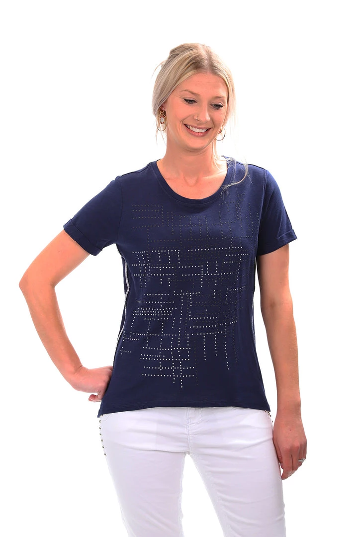 Maglia Cotton Embellished Top | Navy | MAG9s Tops 1 Maglia Cotton Embellished Top | Navy | MAG9s Tops