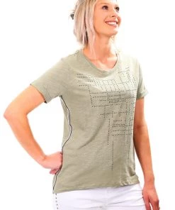 Maglia Tops Cotton Embellished Top | Olive | MAG9s