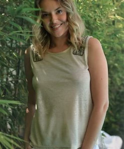 Silence & Noise Clothing Embellished Tee - Cream - SN11